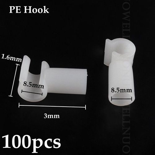 Joint En Plastique Pe Pour Garde-Robe,Porte-Chaussures,Tente,Bricolage,Squelette,Raccords De Tube,Adaptateur De Tuyau,8mm Pe Tee Connecteur Coude Crochet - Type 8l5mm Hook 100pcs