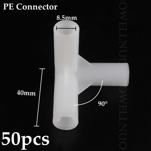 Joint En Plastique Pe Pour Garde-Robe,Porte-Chaussures,Tente,Bricolage,Squelette,Raccords De Tube,Adaptateur De Tuyau,8mm Pe Tee Connecteur Coude Crochet - Type 8l5mm 3 Way 50pcs