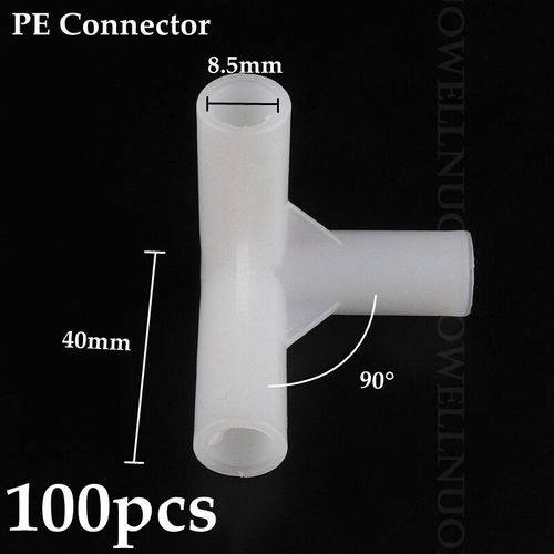 Joint En Plastique Pe Pour Garde-Robe,Porte-Chaussures,Tente,Bricolage,Squelette,Raccords De Tube,Adaptateur De Tuyau,8mm Pe Tee Connecteur Coude Crochet - Type 8l5mm 3 Way 100pcs
