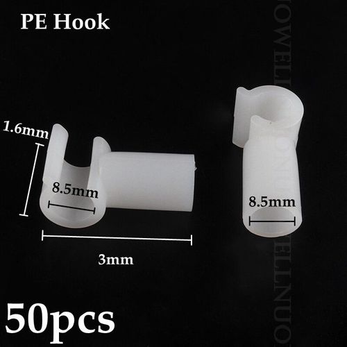 Joint En Plastique Pe Pour Garde-Robe,Porte-Chaussures,Tente,Bricolage,Squelette,Raccords De Tube,Adaptateur De Tuyau,8mm Pe Tee Connecteur Coude Crochet - Type 8l5mm Hook 50pcs