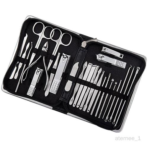 Set, Coupe-Ongles Avec Étui De Rangement Ciseaux De Toilettage De Toilettage Pour Adultes Noir 