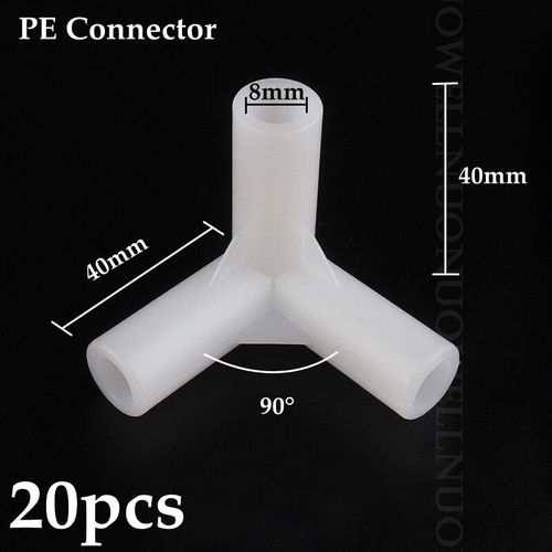 Joint En Plastique Pe Pour Garde-Robe,Porte-Chaussures,Tente,Bricolage,Squelette,Raccords De Tube,Adaptateur De Tuyau,8mm Pe Tee Connecteur Coude Crochet - Type 8mm 3 Way 20pcs