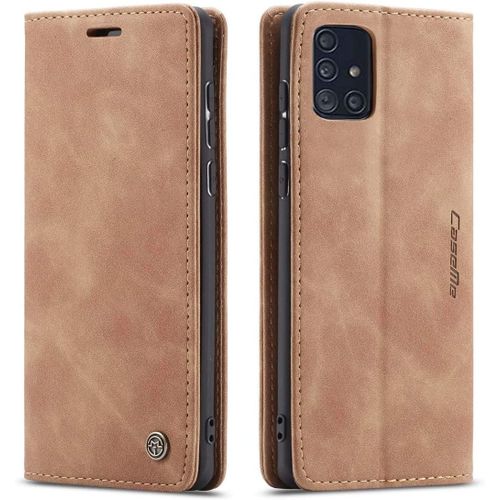Coque Compatible Avec Samsung Galaxy A71 4g,Anti-Choc Housse En Cuir Premium Flip Case Portefeuille Etui,Marron