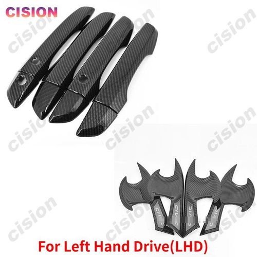 Garniture De Couvercle De Lunette De Bol De Poignée De Porte De Voiture En Fibre De Carbone,Autocollant De Style Abs Extérieur Pour Honda Civic David 2016-2021 G10,4 Pièces - Type Lhd 12x Handle Bowl