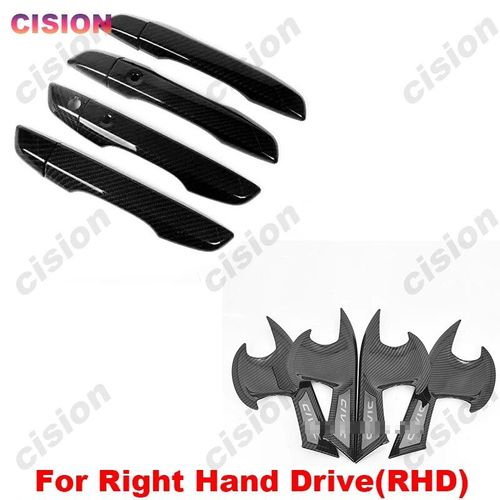 Garniture De Couvercle De Lunette De Bol De Poignée De Porte De Voiture En Fibre De Carbone,Autocollant De Style Abs Extérieur Pour Honda Civic David 2016-2021 G10,4 Pièces - Type Rhd 12x Handle Bowl
