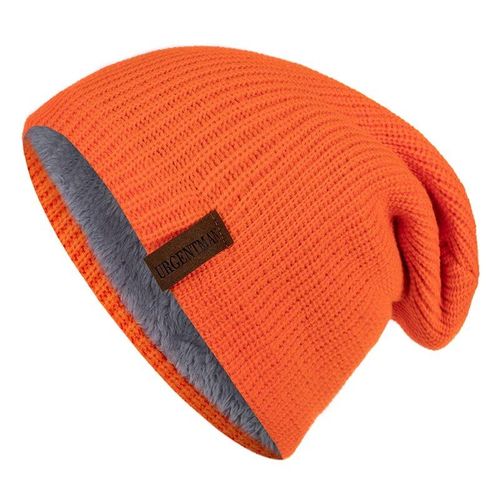 Classique Bonnet Urgentman Tag Casual Chapeau Femmes Hommes Chaud Tricoté Ajouter Fourrure Doublure Hiver Chapeau De Mode Solide Bonnet Chapeau 16 Couleurs Ski Chapeaux