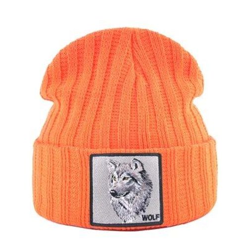 Bonnet En Tricot Doux Avec Patch Loup Pour Hommes Et Femmes,Casquettes Skullies,Bonnets Hip Hop,Chapeaux À La Mode,Automne Et Hiver