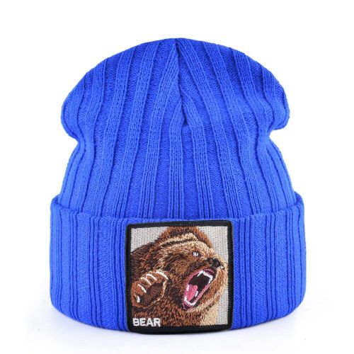 Bonnet Brodé Ours Avec Document Solide Pour Homme Et Femme,Skullies,Casquettes,Streetwear,Kpop,Automne,Hiver