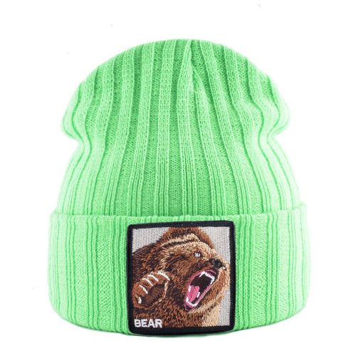 Bonnet Brodé Ours Avec Document Solide Pour Homme Et Femme,Skullies,Casquettes,Streetwear,Kpop,Automne,Hiver