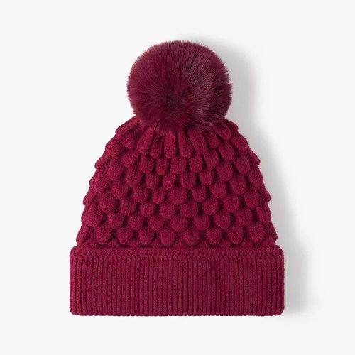 Unise-Chapeaux Chauds Avec Boule À Pompons Pour Femme,Bonnet Skullies,Bonnets Simples,Optique En Laine,Document Solide,Mode D'hiver
