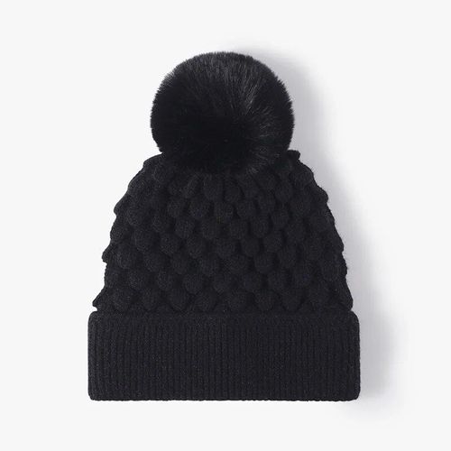 Unise-Chapeaux Chauds Avec Boule À Pompons Pour Femme,Bonnet Skullies,Bonnets Simples,Optique En Laine,Document Solide,Mode D'hiver