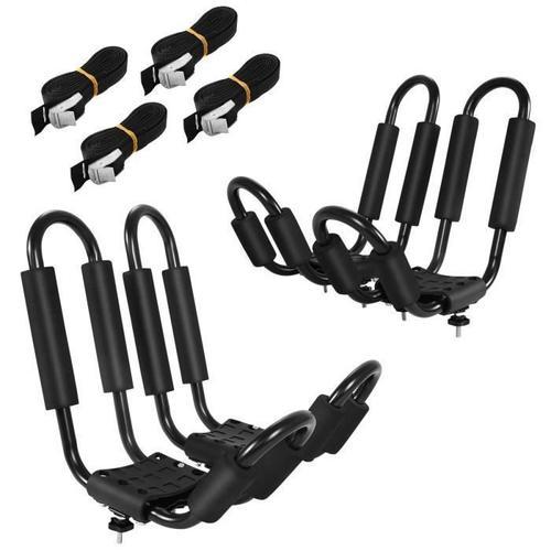 Costway 4 Pcs Supports De Porte-Kayak, Barres De Toit De Voiture En Forme De U Pour Voyager 36 X 20 X 15 Cm Noir