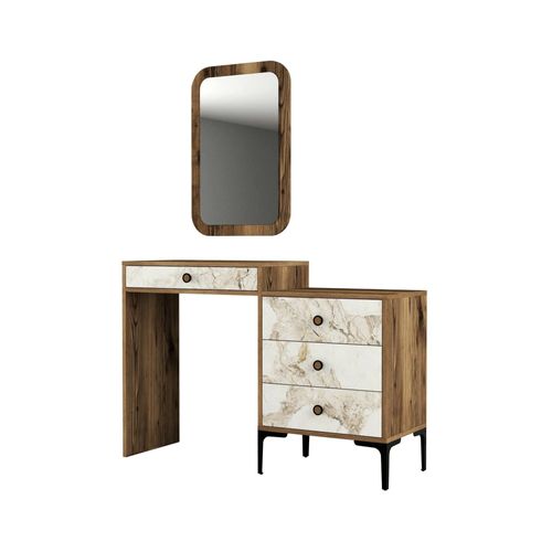Console Effet Bois Beige, Blanc 124x40 Cm