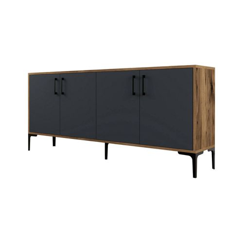 Buffet Effet Bois Beige, Anthracite 180x35 Cm