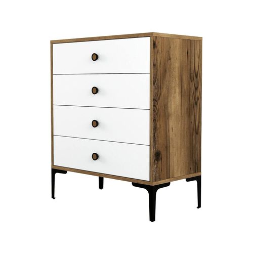 Commode Effet Bois Beige, Blanc 76x40 Cm