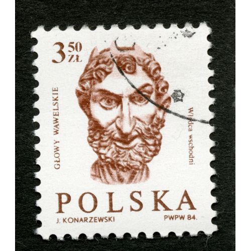 Timbre Oblitéré Polska, Glowy Wawelskie, Wladca Wschodni, 3.50 Zl, 1984, Konarzewski