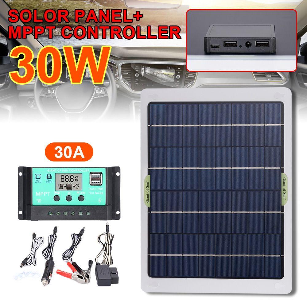 Panneau Solaire 30W 12V, Kit de Panneau Solaire, Chargeur de