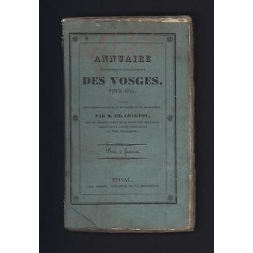 Annuaire Administratif Et Statistique Des Vosges Pour 1833