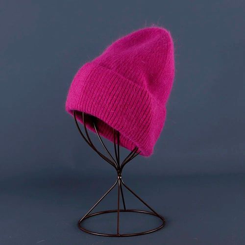 Bonnets En Fourrure De Lapin Pour Femme,Bonnet En Tricot Doux Et Chaud,Chapeau Moelleux Pour Femme,Crânes Angoreux,Hiver
