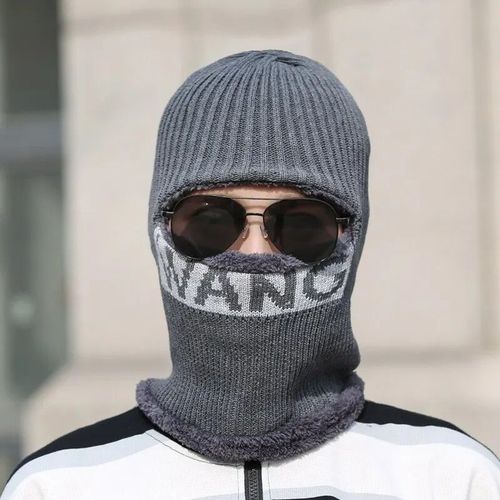 Bonnet En Tricot Une Pièce Pour Homme,Épais,Chaud,Laine,Intégré,Protection Du Visage,Coton Froid,Cyclisme,Hiver