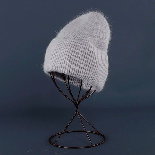 Bonnets En Fourrure De Lapin Pour Femme,Bonnet En Tricot Doux Et Chaud,Chapeau Moelleux Pour Femme,Crânes Angoreux,Hiver