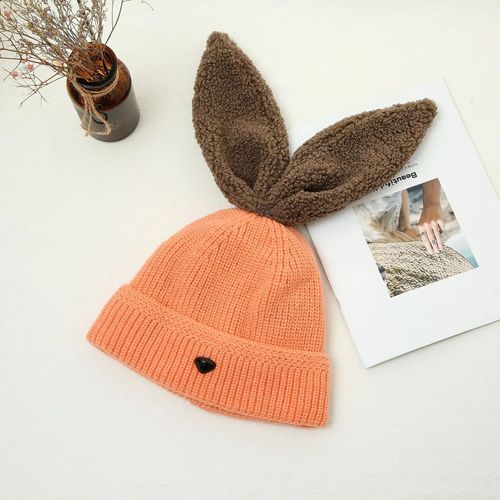 Chapeau Long Et Chaud Rembourré Avec Oreilles De Lapin Pour Femme,Pull Mignon,Épaissi,Étudiants,Froid,Hiver,Haute Qualité