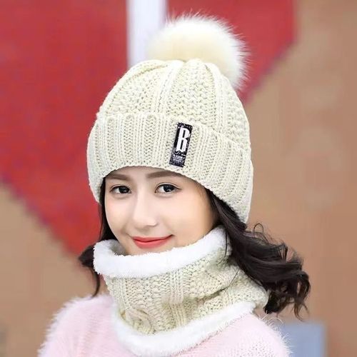Ensemble Écharpe Et Bonnets Optiques Pour Femme,Bonnets Chauds,Crânes Solides,Bonnet De Ski,Casquettes D'équitation De Neige,Extérieur,Filles,Hiver