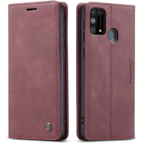 Coque Samsung Galaxy M31,Anti-Choc Premium Flip Case Etui,Vin Rouge