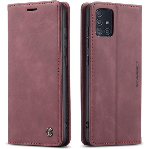 Coque Samsung Galaxy A51 4g,Anti-Choc Premium Flip Case Etui,Vin Rouge