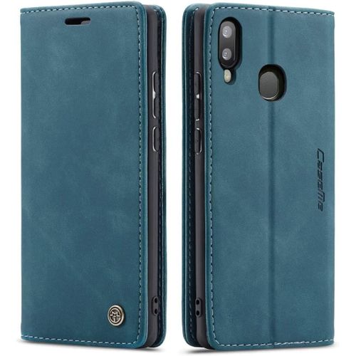 Coque Samsung Galaxy A20e,Anti-Choc Premium Flip Case Etui,Bleu