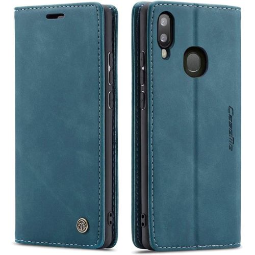 Coque Samsung Galaxy A20/A30/M10s,Anti-Choc Premium Flip Case Etui,Bleu