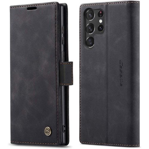 Coque Samsung Galaxy S23 Ultra,Anti-Choc Premium Flip Case Etui,Noir