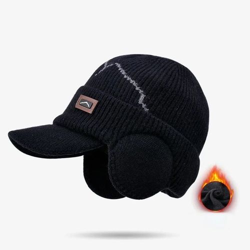 Bonnets Skullies Avec Visière Pour Hommes,Cache-Oreilles En Tricot Pour La Chaleur,Doublure En Laine Optique,Casquette De Baseball,Ski,Équitation En Plein Air,Hiver