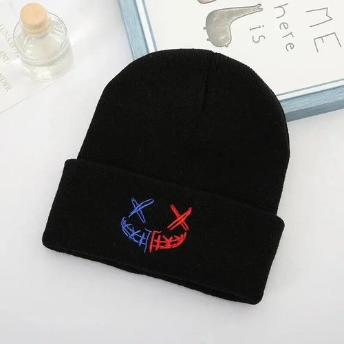 Bonnet En Molleton Brodé Pour Femme,Tricot Souple,Chapeau Unisexe,Bonnet Tête De Mort,Chapeaux Bas Doux,Hiver,1 Pièce
