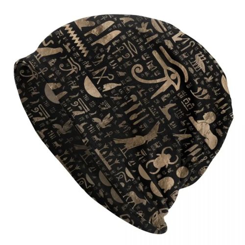 Bonnet égyptien Anubis pour hommes et femmes,chapeau ethnique chaud,bonnets Skullies,bonnets Hieroglyphics,casquettes pour l'automne et l'hiver