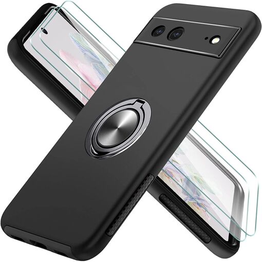 Pack Accessoires Google Pixel 7A Little Boutik - Coque Silicone Noire + 2 Protections Verre Trempé - Neuf