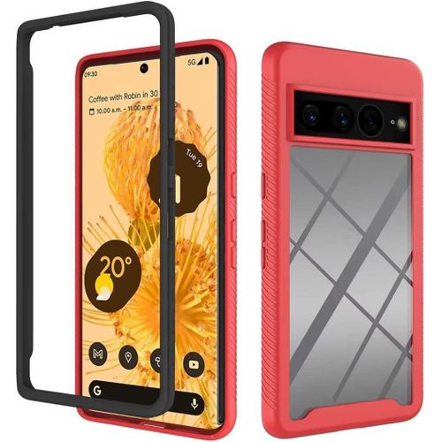Coque Pour Google Pixel 7 Pro, Rigide Pc + Tpu Bumper Case Full Body Integrale Pour Telephone Google Pixel 7 Pro - Rouge