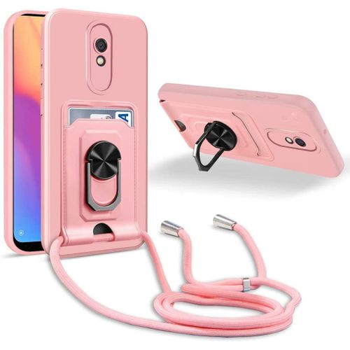 Coque Cordon De Collier Xiaomi Redmi 8a, 360¡Ãanneau Support Fente Carte De La Case-Pink