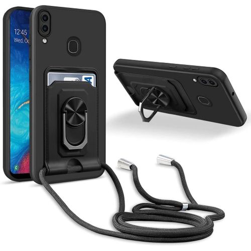 Coque Cordon De Collier Samsung Galaxy A20/A30, 360¡Ãanneau Support Fente Carte De La Case-Noir