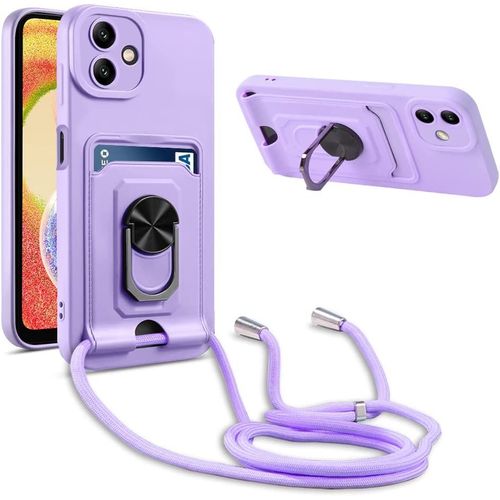 Coque Cordon De Collier Samsung Galaxy A04 /M13 5g, 360¡Ãanneau Support Fente Carte De La Case-Pourpre