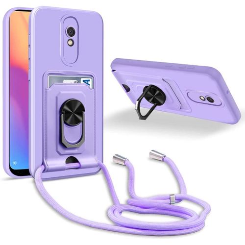 Coque Cordon De Collier Xiaomi Redmi 8a, 360¡Ãanneau Support Fente Carte De La Case-Pourpre