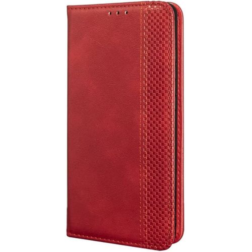 Pour Coque Xiaomi 13, Premium Pu + Tpu Flip Case Cover, Carte Fente Stand Fonction, Rouge