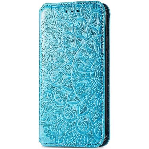 Pour Telephone Realme C21y/Realme C25y Etui, Premium Pu + Tpu Motif En Relief Retourner Cuir Coque Anti Chute Case Cover, Bleu