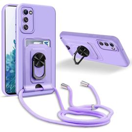 Coque Cordon De Collier Samsung Galaxy S20 Fe 4g/5g, 360¡Ãanneau Support Fente Carte De La Case-Pourpre