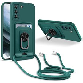 Coque Cordon De Collier Samsung Galaxy S21, 360¡Ãanneau Support Fente Carte De La Case-Vert