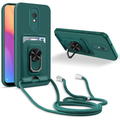 Coque Cordon De Collier Xiaomi Redmi 8a, 360¡Ãanneau Support Fente Carte De La Case-Vert