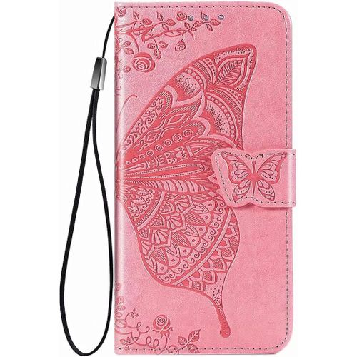 Pour Coque Samsung Galaxy A14 5g, Premium Pu Motif En Relief, Rose