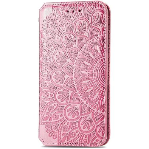 Pour Telephone Huawei Nova Y90 Etui, Premium Pu + Tpu Motif En Relief Retourner Cuir Coque Anti Chute Case Cover, Rose