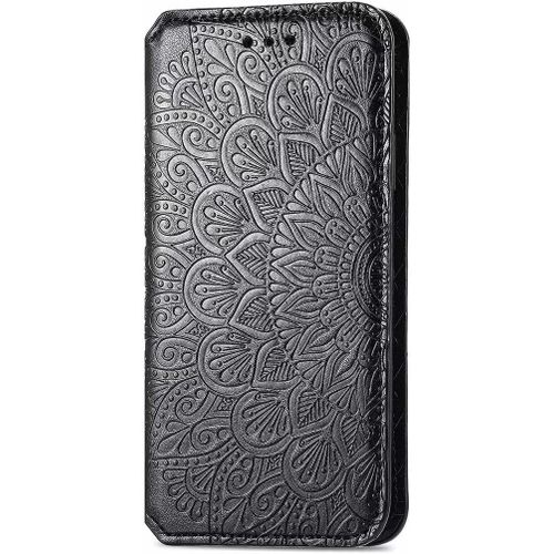Pour Telephone Huawei Nova Y90 Etui, Premium Pu + Tpu Motif En Relief Retourner Cuir Coque Anti Chute Case Cover, Noir