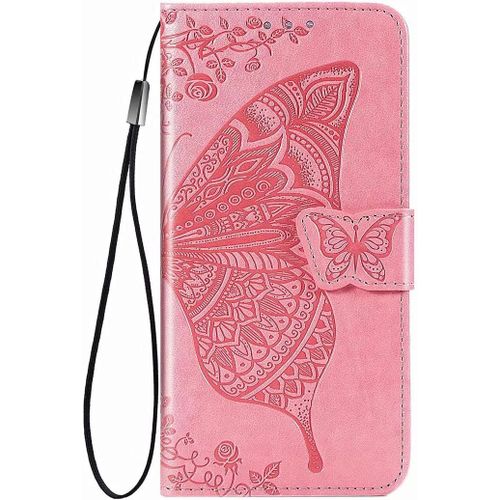Pour Coque Huawei Nova Y90, Premium Pu Motif En Relief, Rose